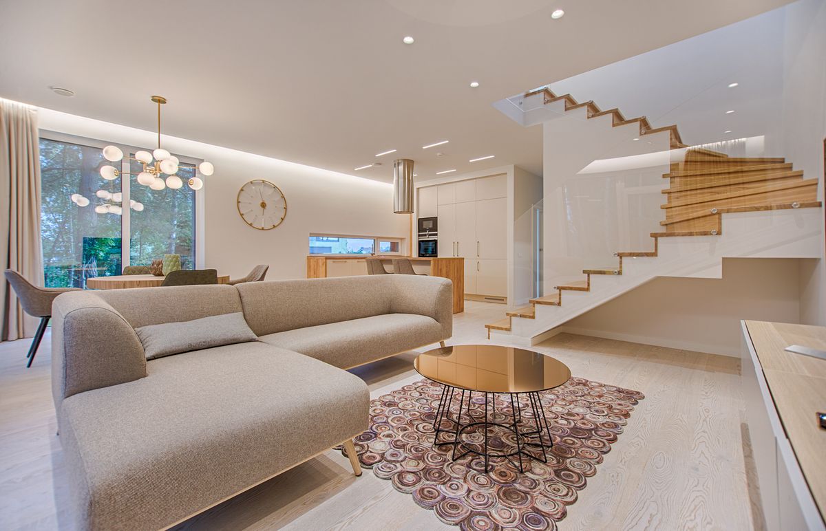 Residential living room where persistent neighbour noise disrupts daily life